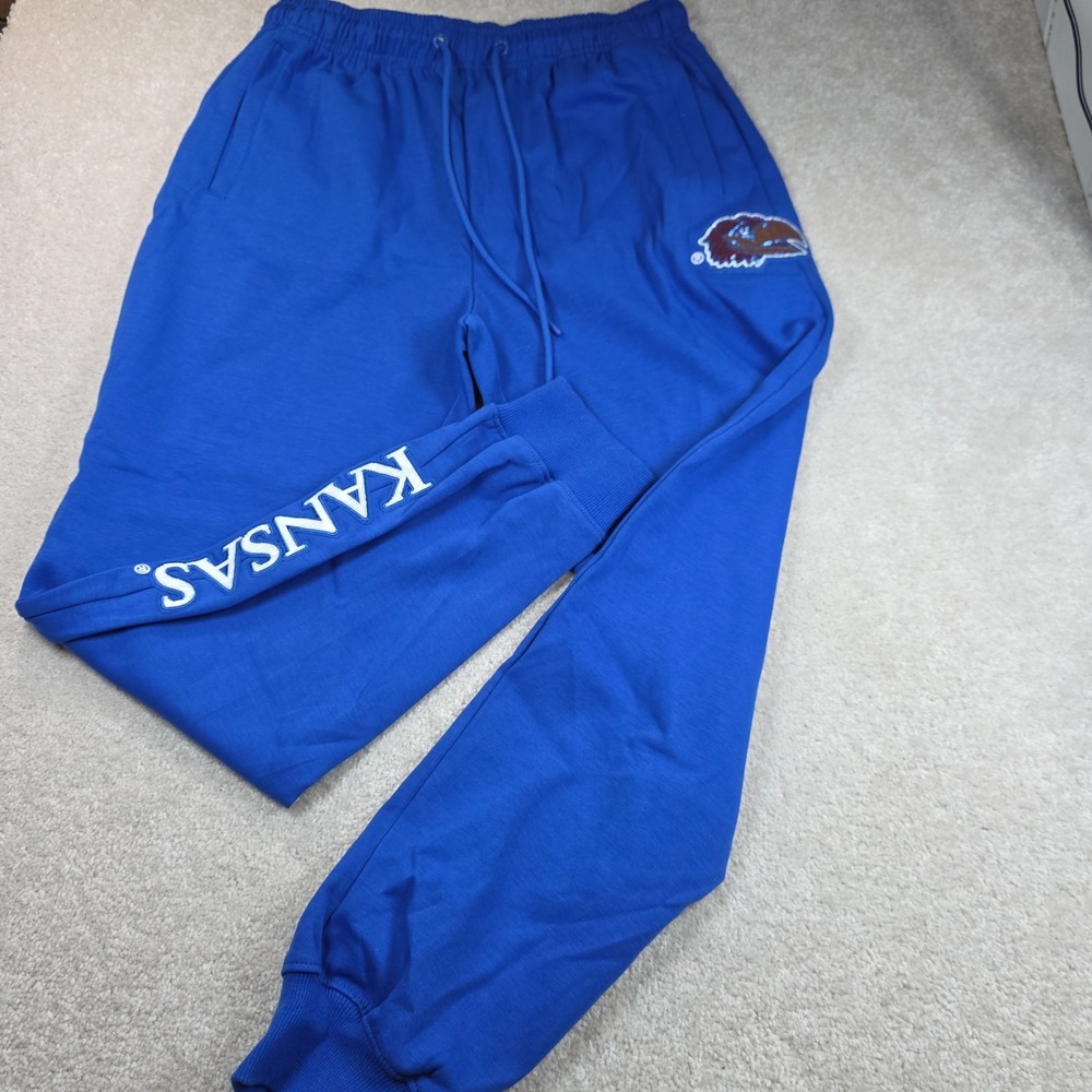 Kansas Jayhawks Jogger Pants Womens M Royal Blue Pro Standard Sequin NCAA NWT